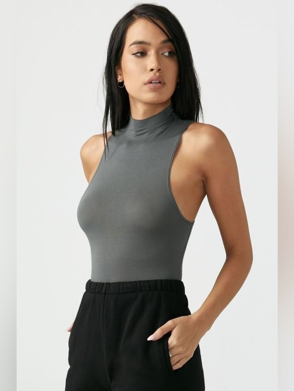 Joah Brown Charcoal Mock Neck Sleeveless Tank | XS/S - Picture 2 of 6